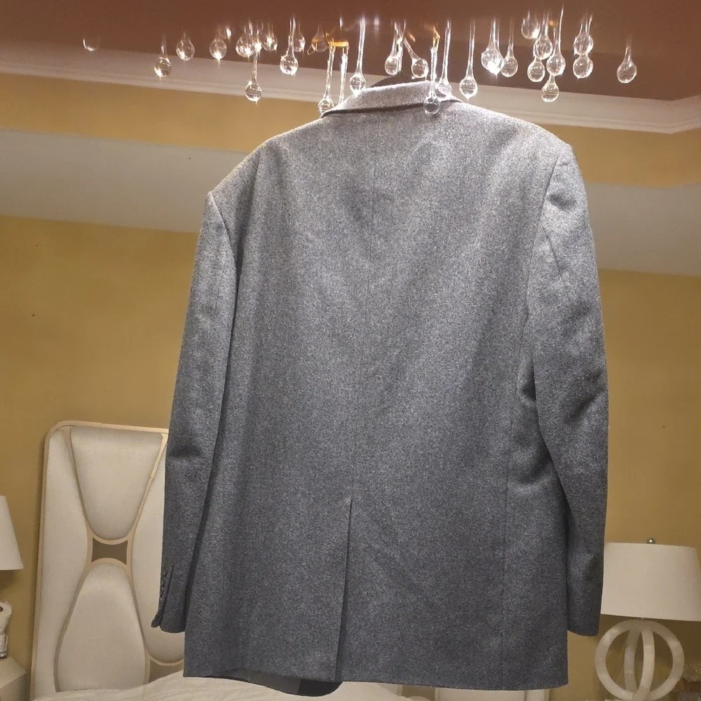 Oscar de la Renta Men's Gray Wool Blazer - Tailored Notch Lapel 44R